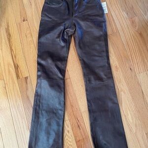 Wilson Dark Brown Leather Flare Jeans